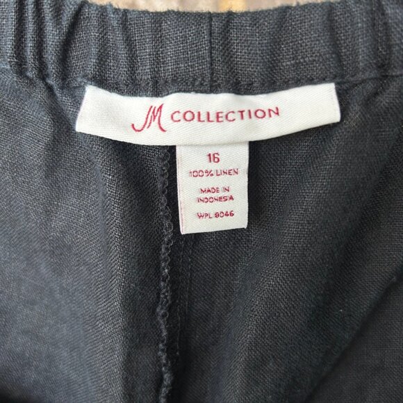JM Collection Women's linen capri pants black size 16 - Picture 4 of 4